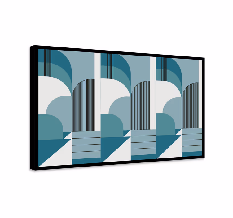 Blue geometric urban design bedroom wall prints - TenStickers