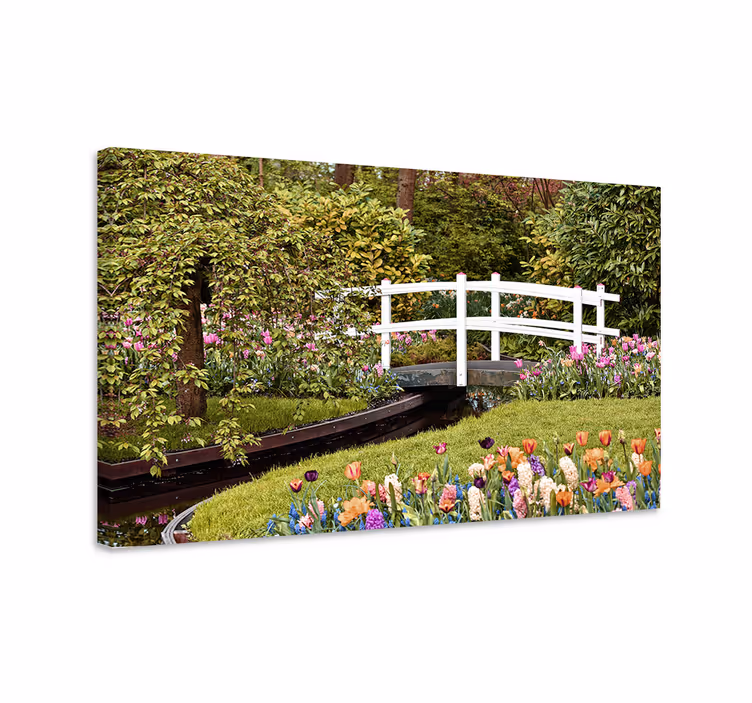 Flowers canvas garden bridge peace - TenStickers