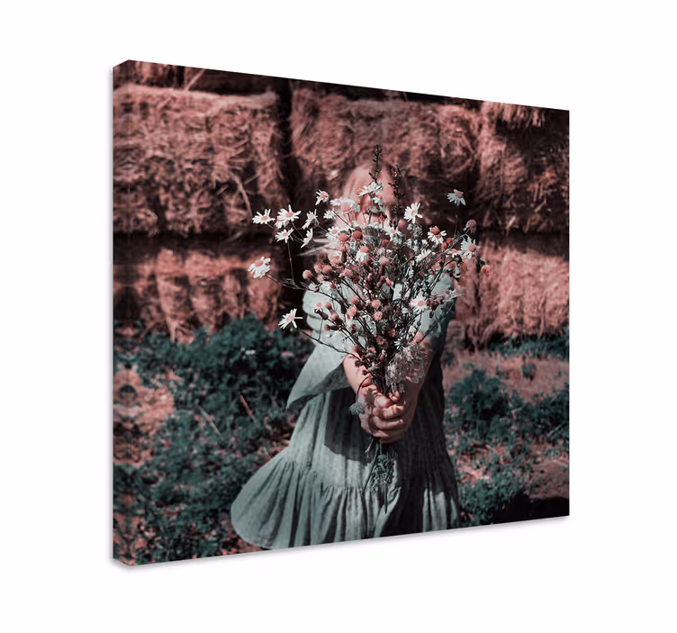 Flowers canvas girl with flowers - TenStickers