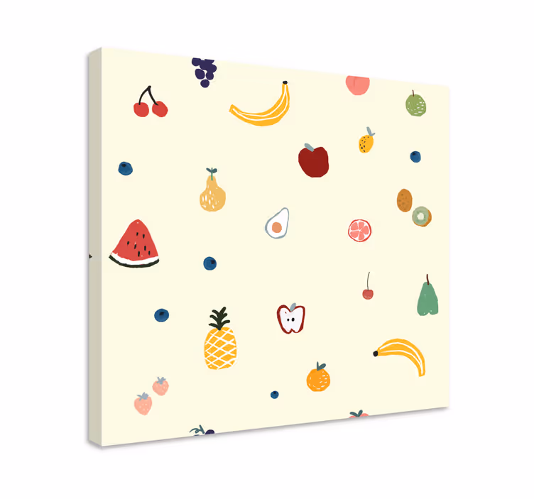 Fruit canvas wall art colorful fruit scatter - TenStickers