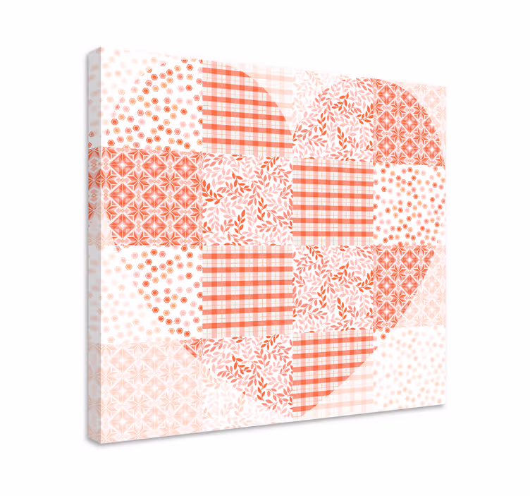 Patchwork red heart design retro canvas - TenStickers