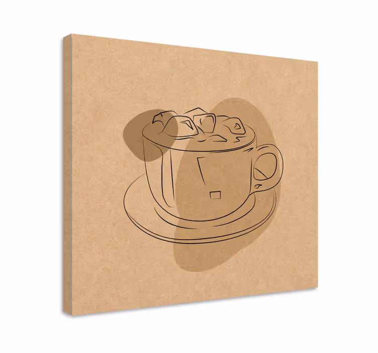 Floral canvas wall art coffee cup illustration - TenStickers
