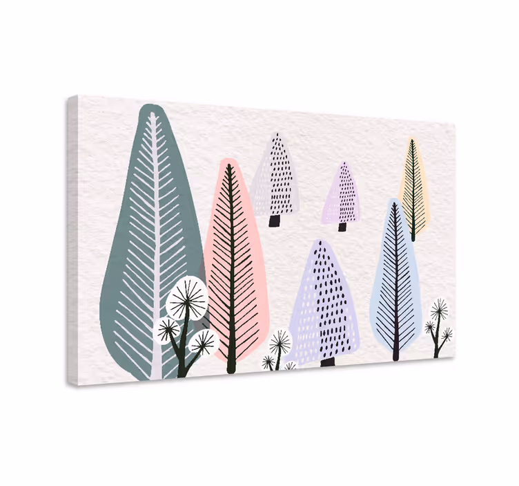 Scandinavian colorful forest tree canvas wall art - TenStickers
