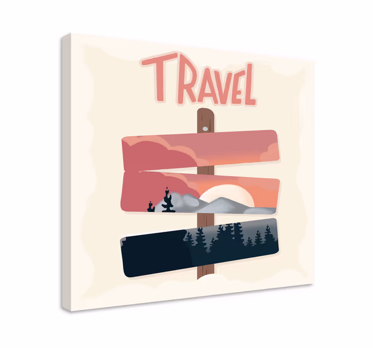 Road signs travelling canvas art prints - TenStickers