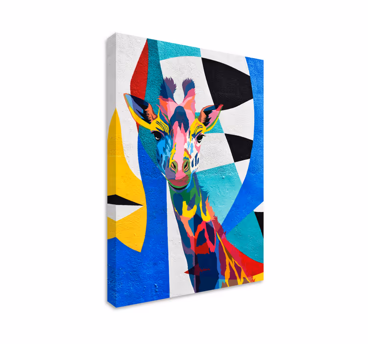 Abstract Colorful Giraffe geometric canvas - TenStickers