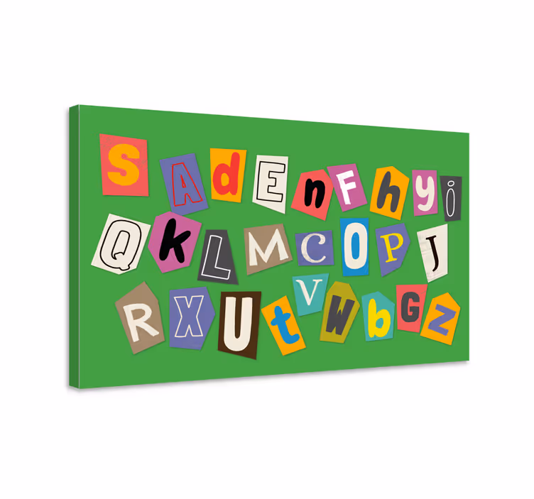 Colorful letters green background modern canvas - TenStickers