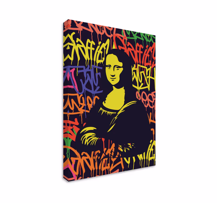 Mona lisa painted with grafitti modern canvas - TenStickers