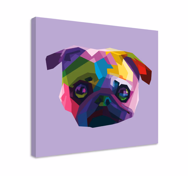 Dog wall art colorful pug face print - TenStickers