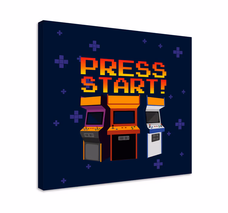 Press start arcade machines retro canvas - TenStickers