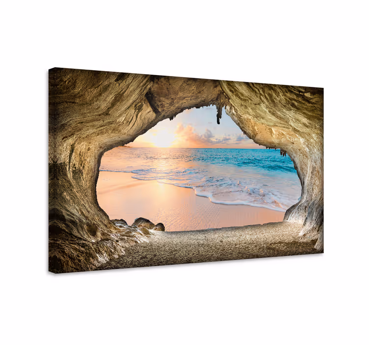 Cave beach view landscape canvas - TenStickers