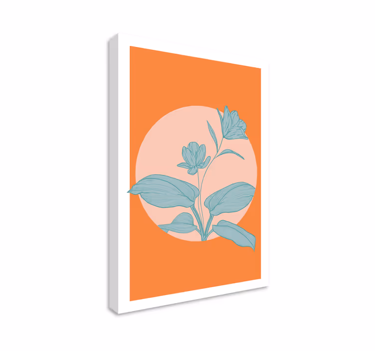 Orange stylised illustration Flowers  canvas - TenStickers