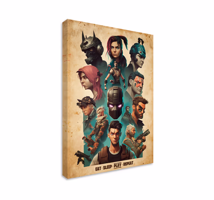 collage of epic characters Videgoames canvas - TenStickers
