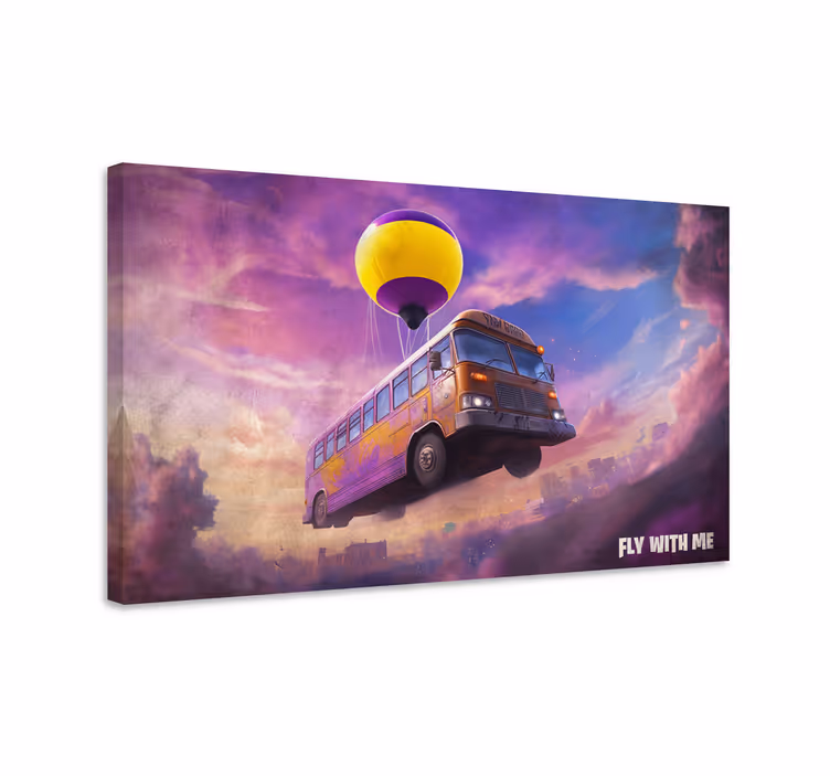 flying bus scene Videgoames canvas - TenStickers