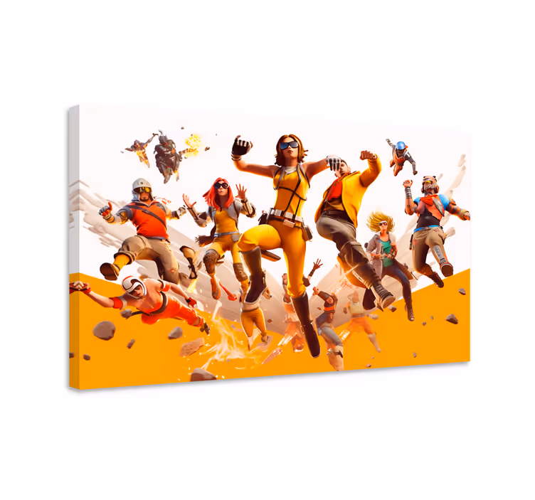 Characters flying attack videgoames canvas - TenStickers