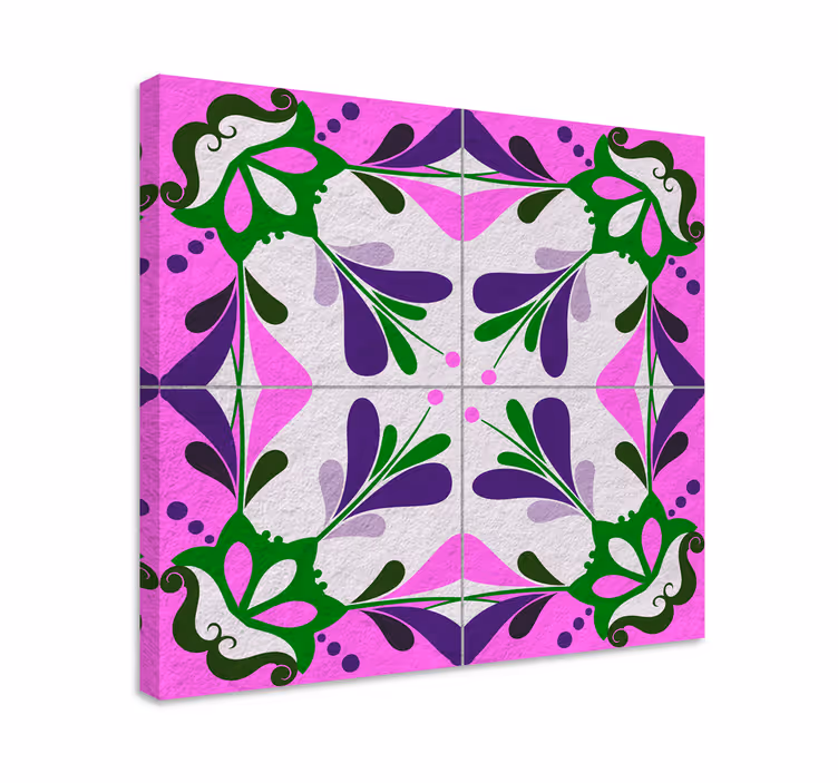 Pink hydraulic tile retro canvas - TenStickers