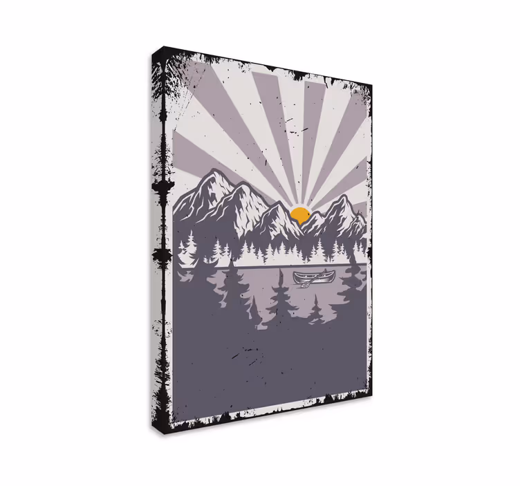 Landscape lake and mountains canvas - TenStickers