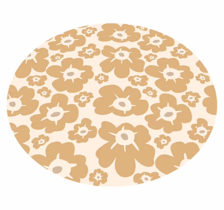 Beige poppies vinyl rug flowers - TenStickers