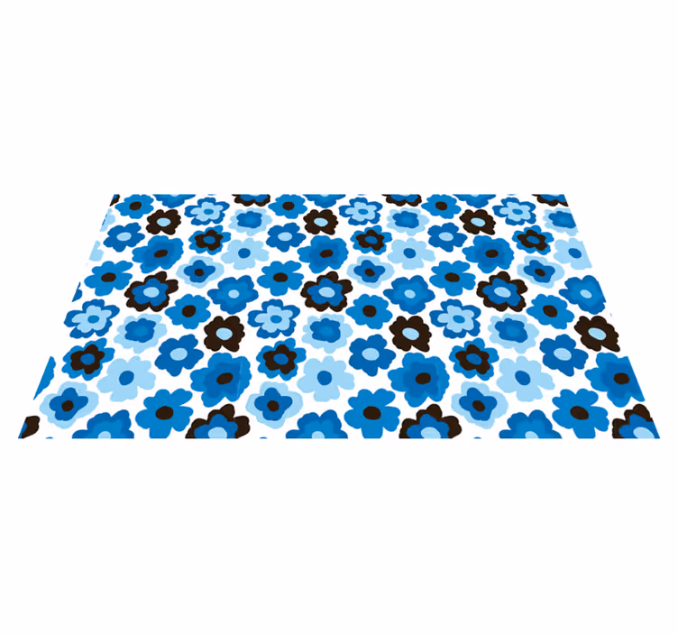 blue poppy vinyl rug flowers - TenStickers