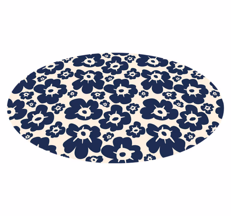 Dark blue poppy vinyl rug flowers - TenStickers