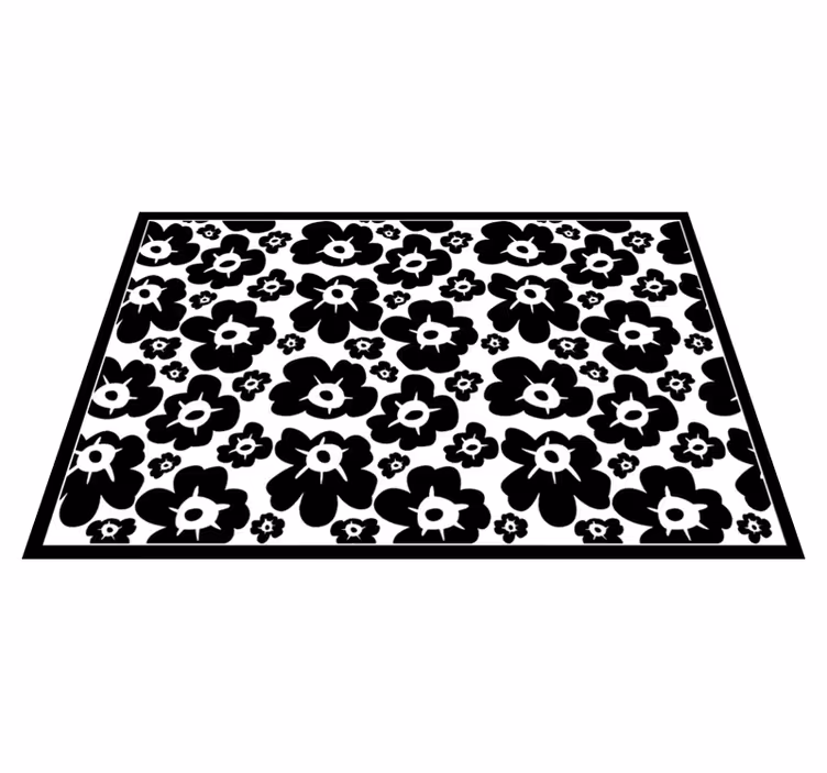 Black poppy vinyl rug flowers - TenStickers