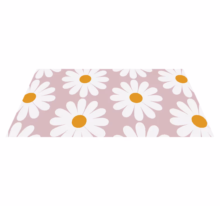 Daisy with a pink background vinyl rug bathroom - TenStickers