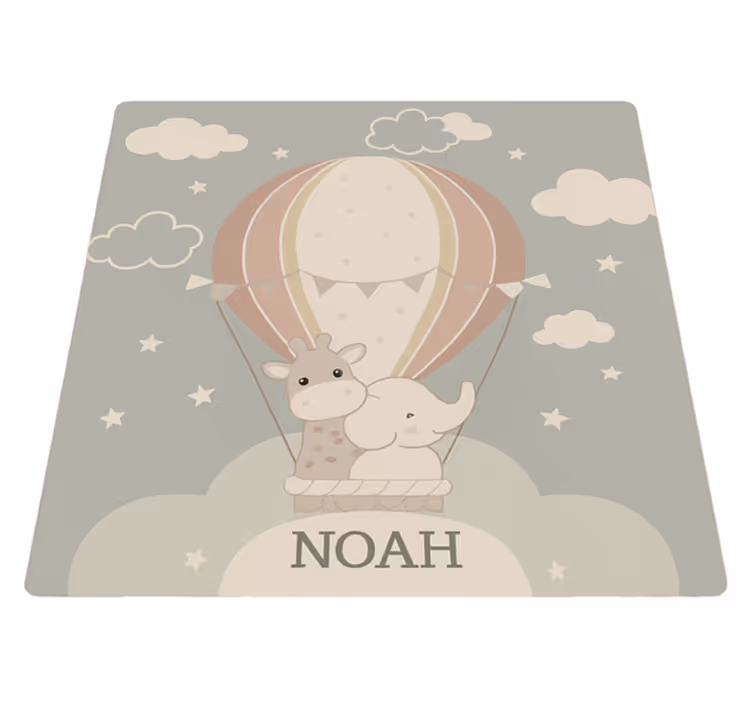 Vinyl rug pastel air balloon with name - TenStickers