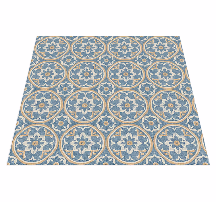 Living room vinyl rug in azulejo style - TenStickers