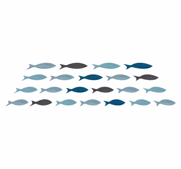 Animal vinyl rug with blue fish silhouettes - TenStickers