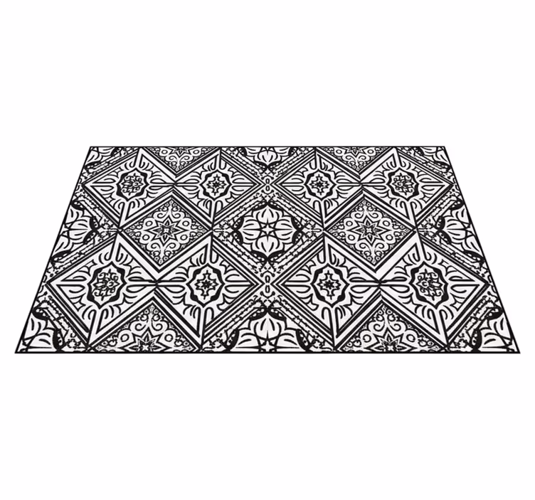 Kitchen vinyl rug in vibrant contrast kaleidoscope - TenStickers