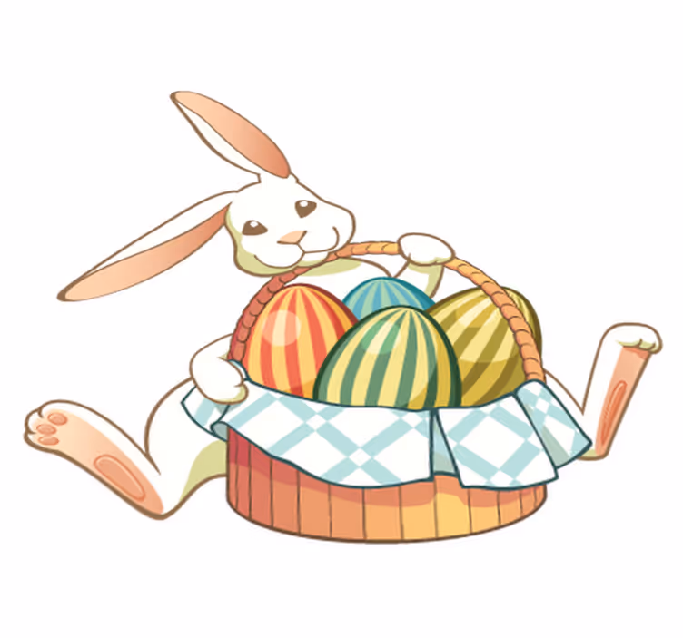 Animal vinyl rug easter bunny with basket - TenStickers