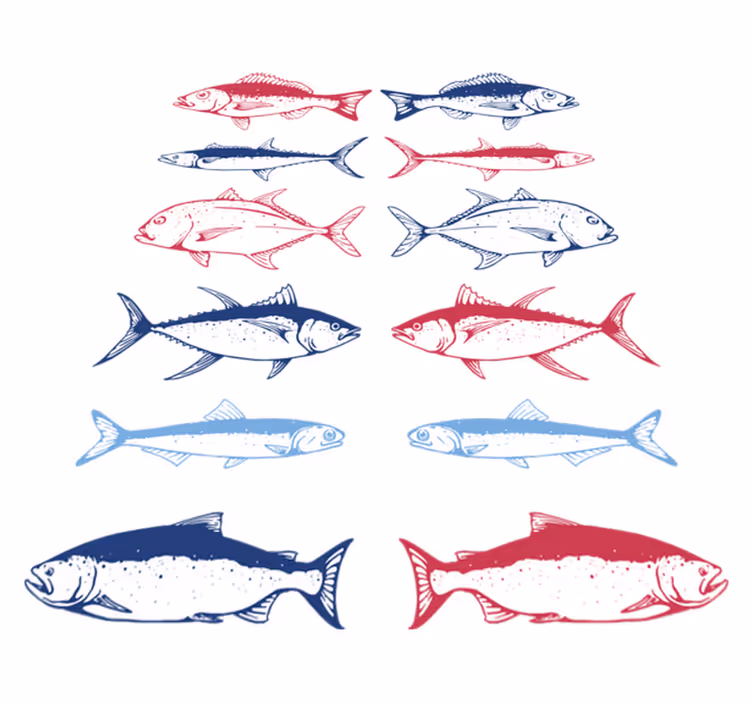 Animal vinyl rug with hand-drawn fish design - TenStickers