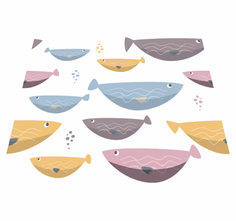 Animal vinyl rug with colorful fish design - TenStickers