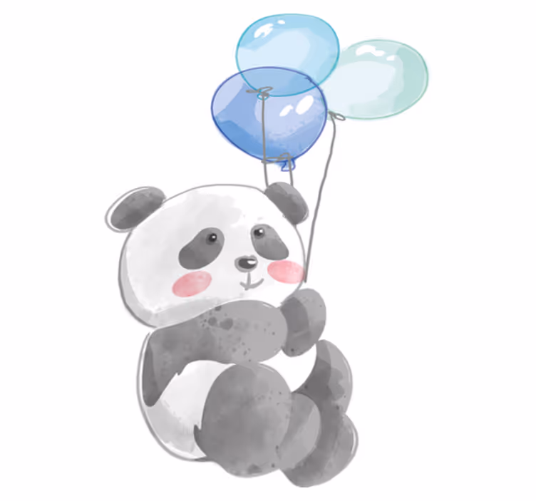 Animal vinyl rug baby holding three balloons - TenStickers