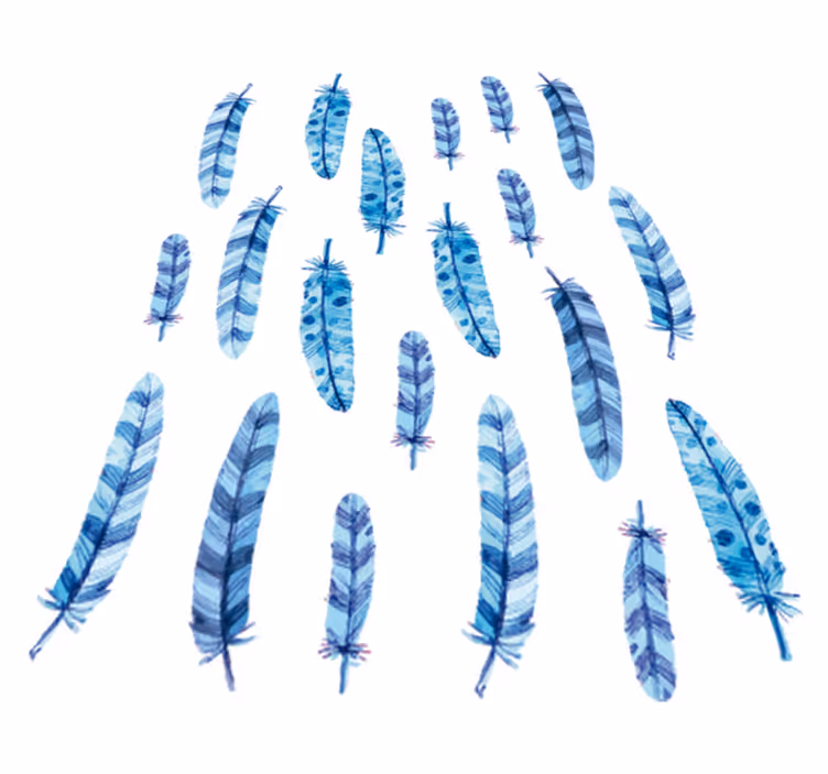 Animal vinyl rug blue feathers for kids - TenStickers