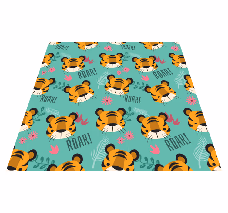 Animal vinyl rug baby tigers roaring - TenStickers