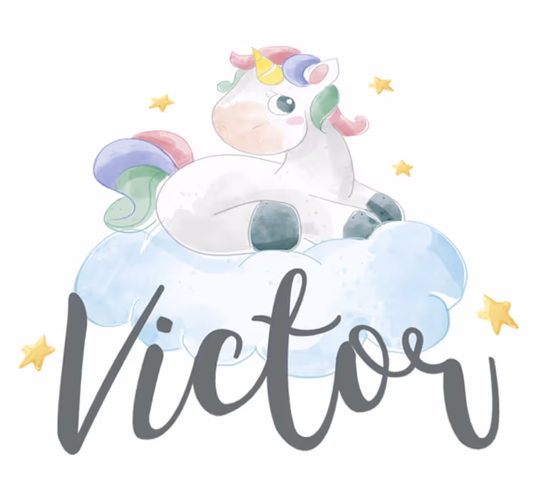 Animal vinyl rug watercolor unicorn with clouds - TenStickers