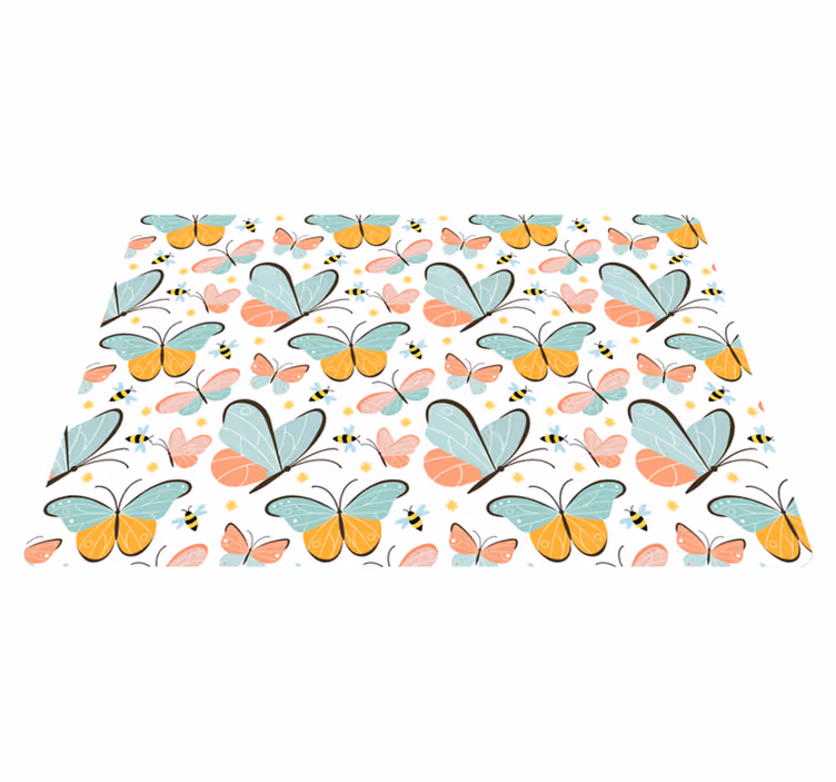 Animal vinyl rug butterflies and bees design - TenStickers