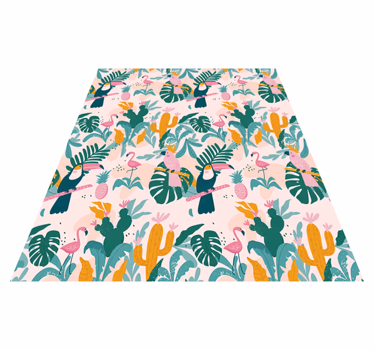 Tropical birds and leaves animal vinyl rug - TenStickers