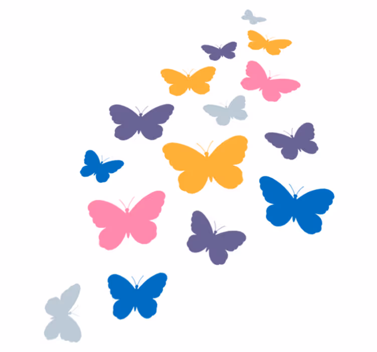 Animal vinyl rug with multicolor butterflies flying - TenStickers