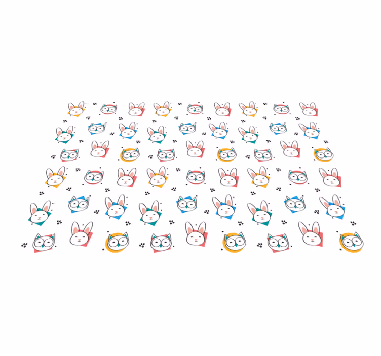 Animal vinyl rug with owl rabbit design - TenStickers