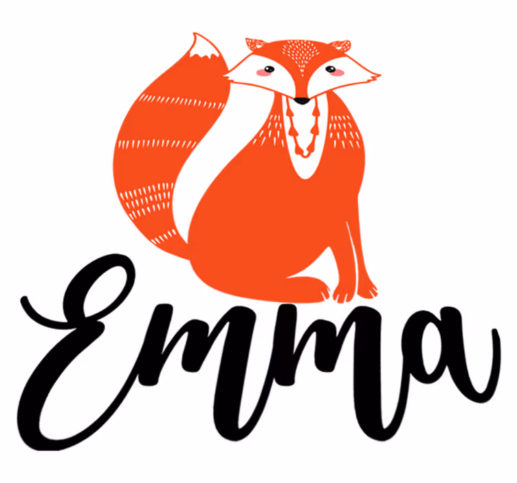 Nordic fox with name animal vinyl rug - TenStickers