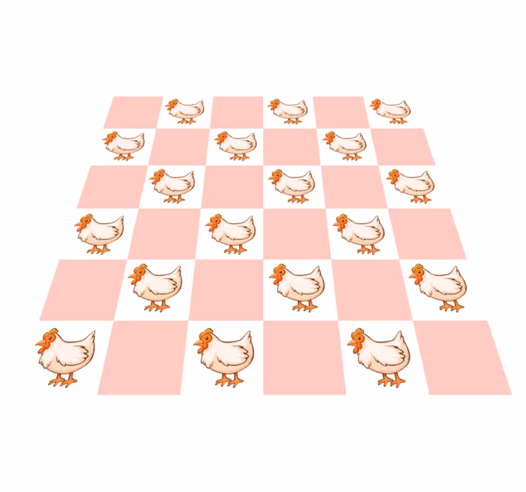 Animal vinyl rug pink squares with roosters - TenStickers