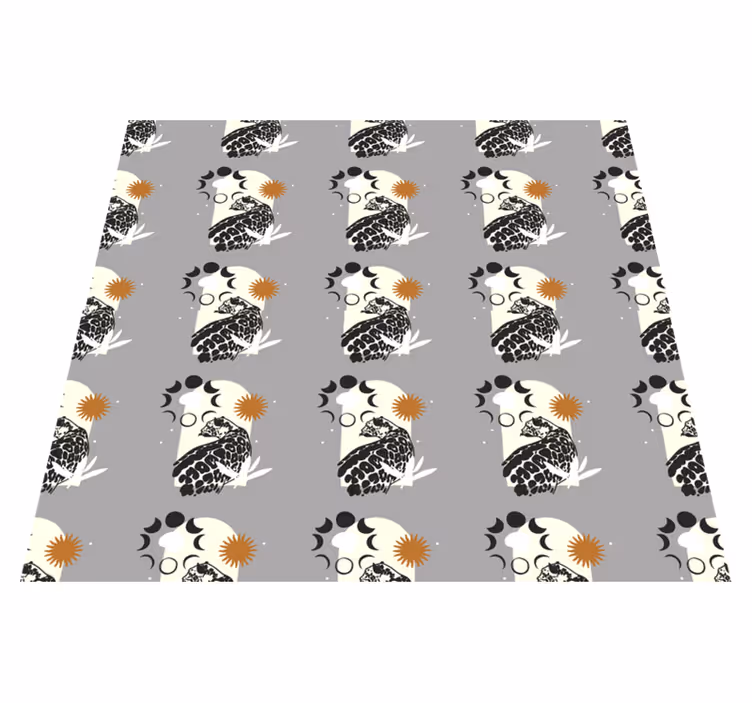 Animal vinyl rug black leopard under moon pattern - TenStickers
