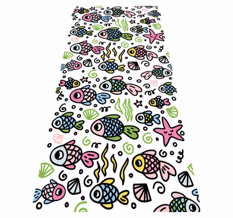 Animal vinyl rug multicolor fish design - TenStickers