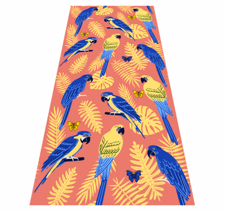 Animal vinyl rug parrots and butterflies design - TenStickers