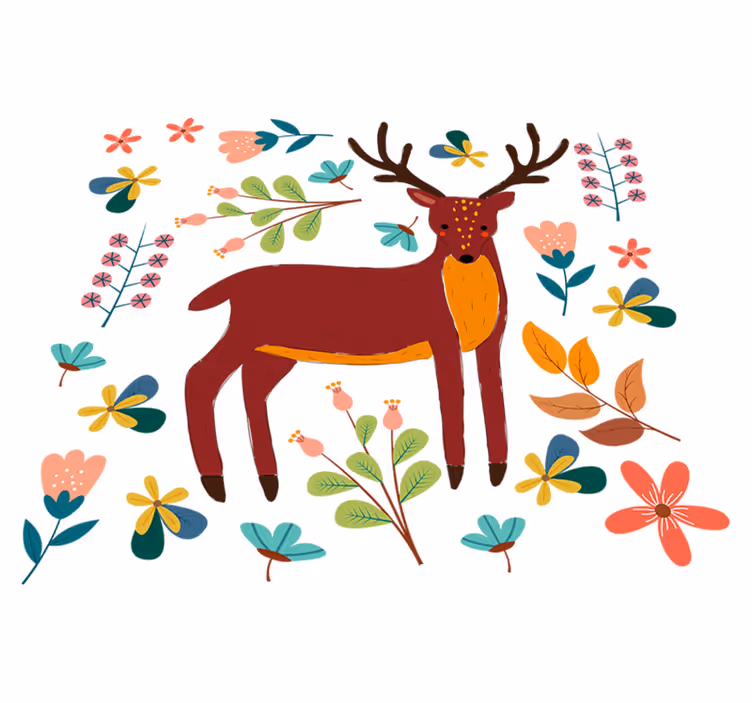 Animal vinyl rug whimsical deer design - TenStickers