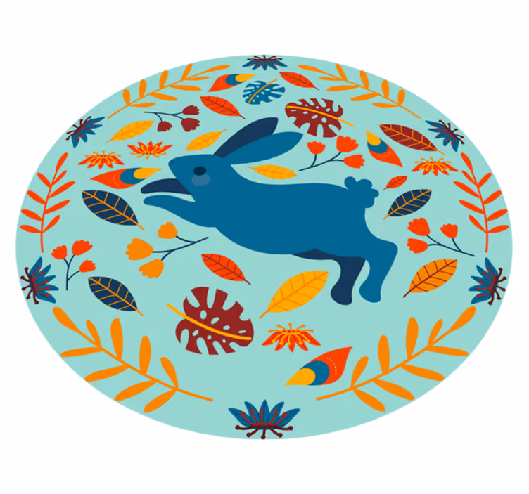 Animal vinyl rug with playful rabbit design - TenStickers