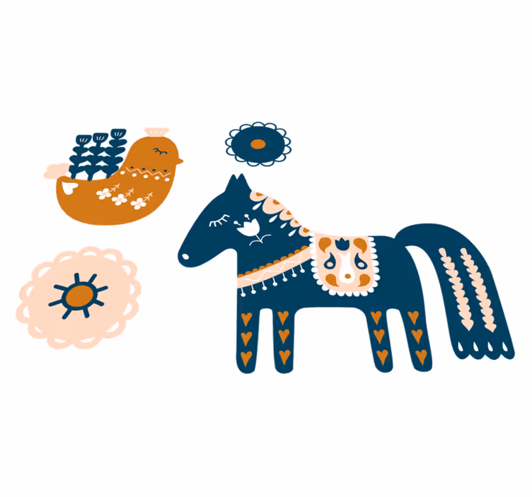 Colorful folk animal vinyl rug - TenStickers
