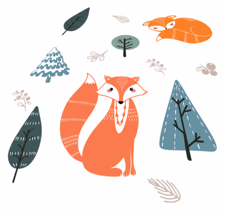 Animal vinyl rug whimsical fox patterns - TenStickers
