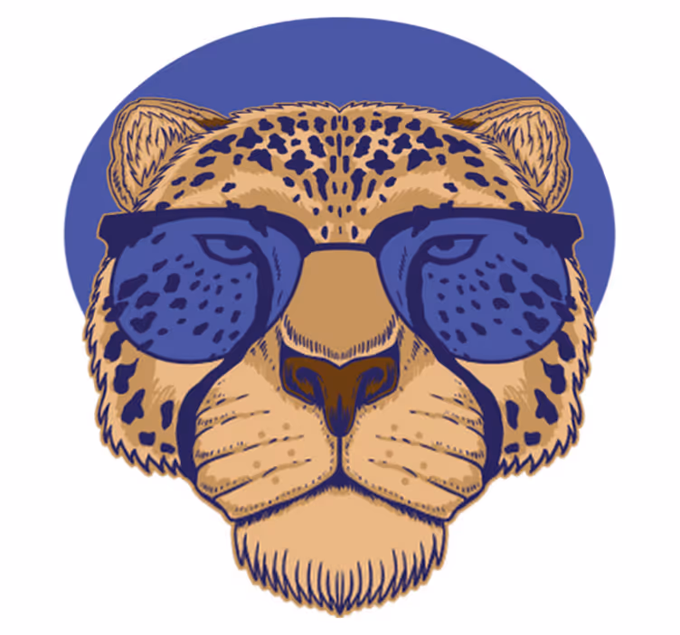 Animal vinyl rug leopard with glasses - TenStickers